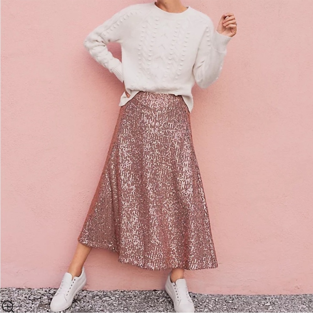 LOFT sequin midi skirt